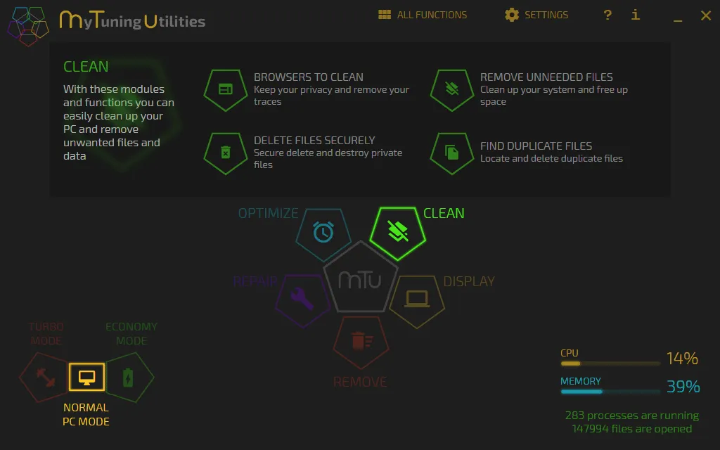 Modul Reinigen von mytuning utilities